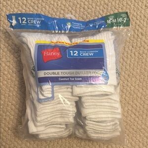 New, still in packaging Hanes White Athletic Crew Socks 12-Pack